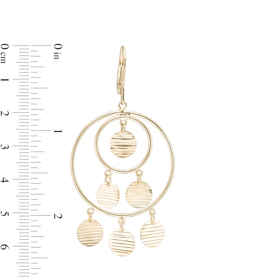 Diamond-Cut Chandelier Disc Drop Earrings in 10K Gold