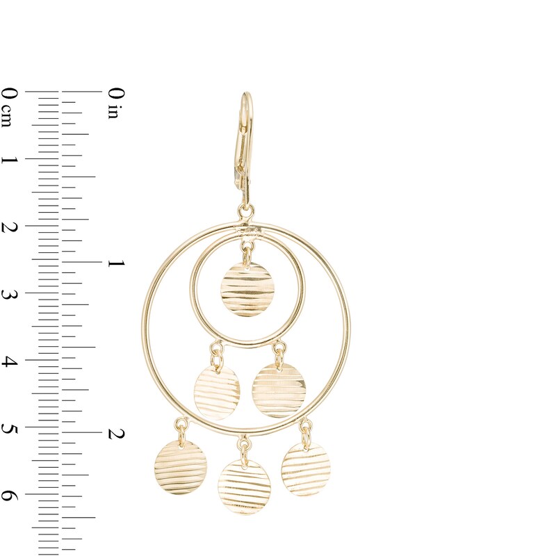 Main Image 3 of Diamond-Cut Chandelier Disc Drop Earrings in 10K Gold