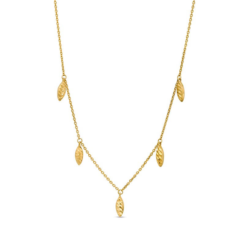 Main Image 1 of Adjustable Leaf Drop Station Choker Necklace in 10K Gold - 16"