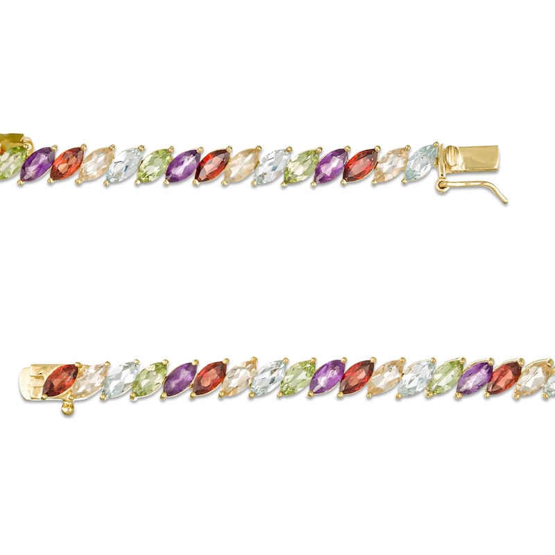 Main Image 3 of Tilted Marquise Multi-Gemstone Bracelet in Sterling Silver with 18K Gold Plate - 7.25"