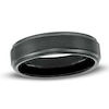 Thumbnail Image 1 of 6.0mm Multi-Finish Stepped Edge Engravable Wedding Band in Tungsten with Black IP (1 Line)