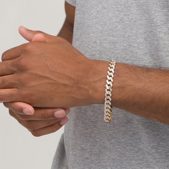 9.5mm Diamond-Cut Curb Chain Bracelet in Hollow 14K Two-Tone Gold - 8.25"
