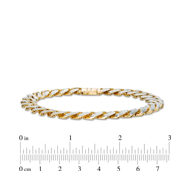 9.5mm Diamond-Cut Curb Chain Bracelet in Hollow 14K Two-Tone Gold - 8.25"