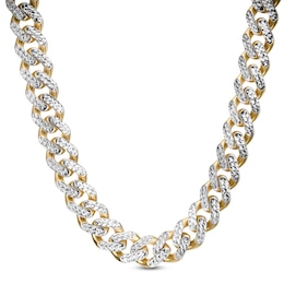 9.5mm Diamond-Cut Curb Chain Necklace in 14K Two-Tone Gold - 22&quot;
