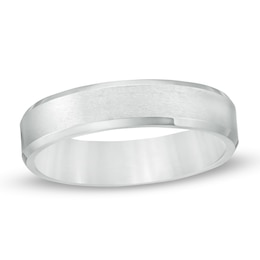 5.0mm Brushed Inlay Beveled Edge Wedding Band in Tungsten