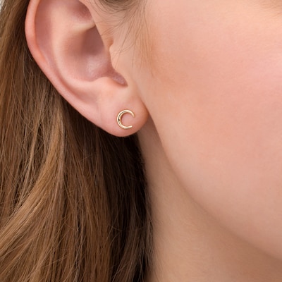 Minimalist Small Crescent Moon Gold Stud Earrings Hypoallergenic for Men Women