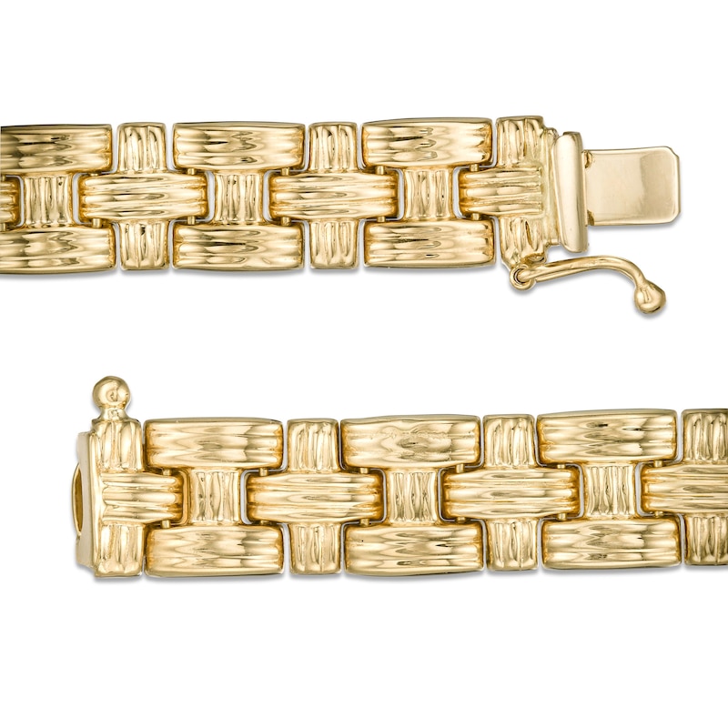 Main Image 3 of 9.5mm Textured Basket Weave Link Necklace in 14K Gold - 17"