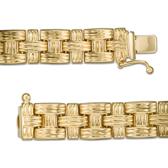 Textured Basket Weave Link Bracelet in 14K Gold - 7.25"