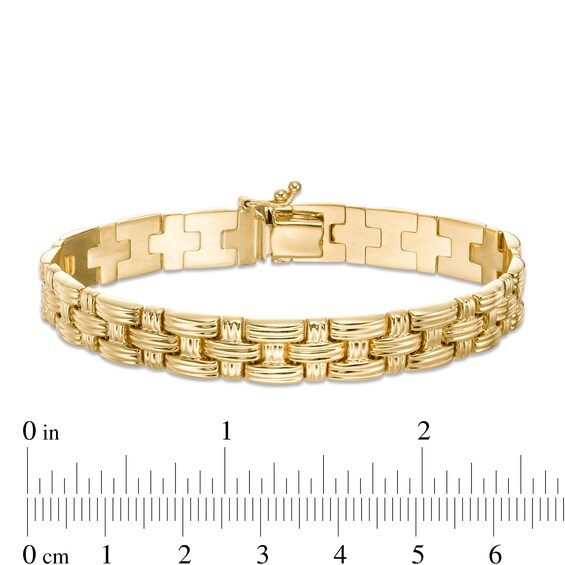 Textured Basket Weave Link Bracelet in 14K Gold - 7.25"