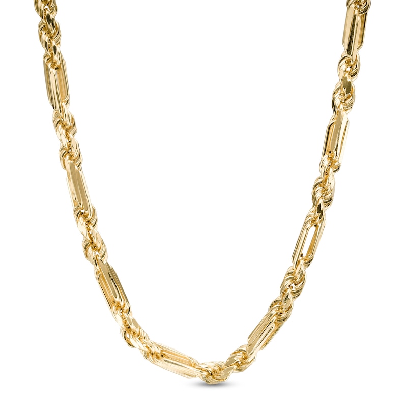 Main Image 1 of Made in Italy 4.3mm Diamond-Cut Figarope Chain Necklace in Hollow 14K Gold - 22"