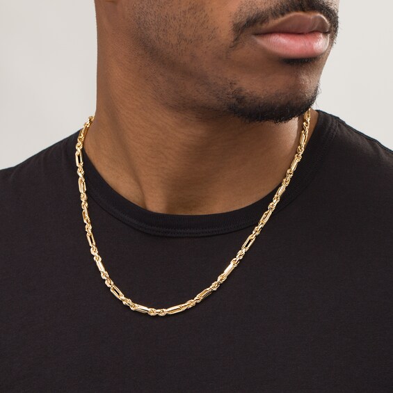 Made in Italy 4.3mm Diamond-Cut Figarope Chain Necklace in Hollow 14K Gold - 22"