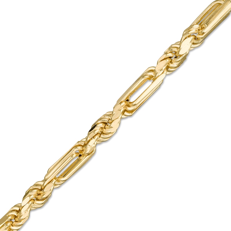 Main Image 1 of Made in Italy Men's 4.3mm Diamond-Cut Figarope Chain Bracelet in Hollow 14K Gold - 8.5"