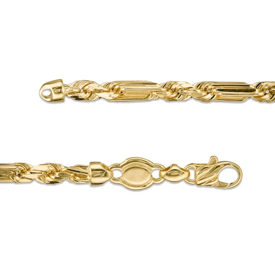Made in Italy 4.3mm Diamond-Cut Figarope Chain Bracelet in Hollow 14K Gold - 8.5"