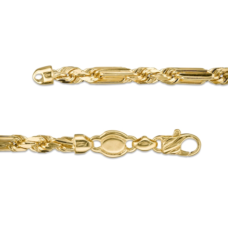 Main Image 3 of Made in Italy Men's 4.3mm Diamond-Cut Figarope Chain Bracelet in Hollow 14K Gold - 8.5"
