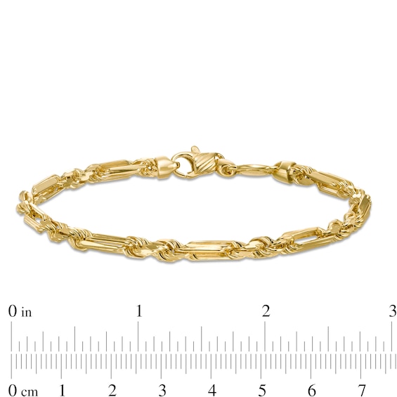 Made in Italy 4.3mm Diamond-Cut Figarope Chain Bracelet in Hollow 14K Gold - 8.5"