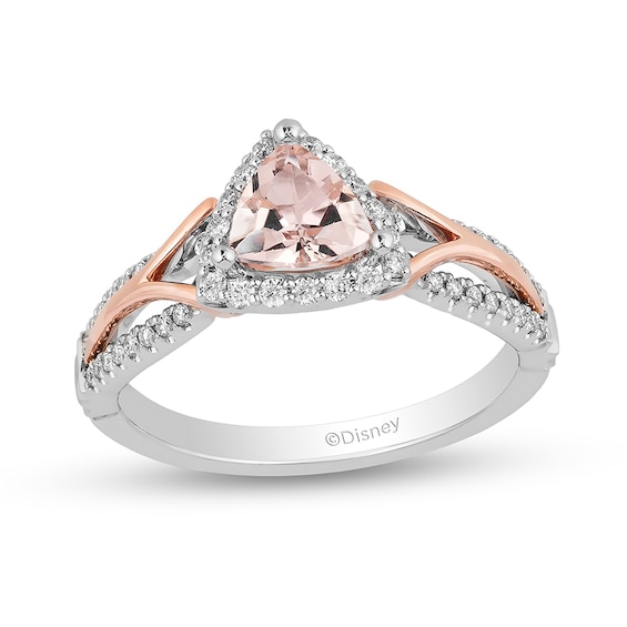 Enchanted Disney Aurora 6.0mm Trillion-Cut Morganite and 1/4 CT. T.w. Diamond Engagement Ring in 14K Two-Tone Gold