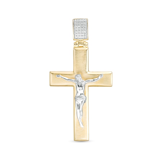 1/15 CT. T.w. Diamond Crucifix Necklace Charm in 10K Two-Tone Gold