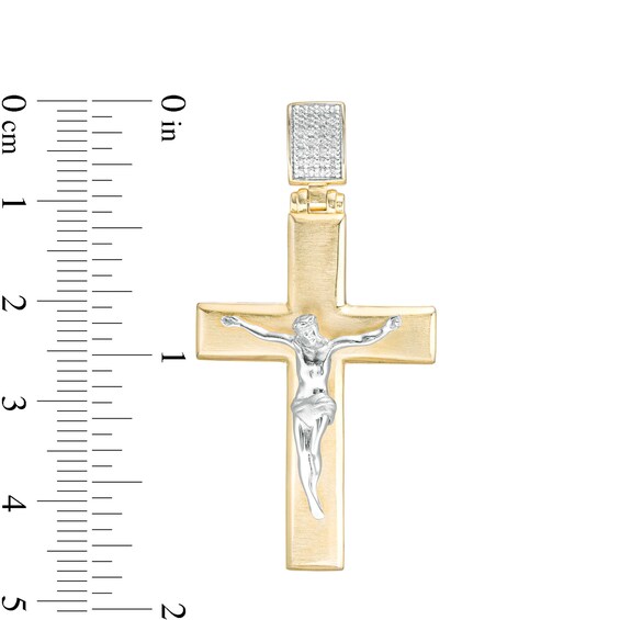 1/15 CT. T.w. Diamond Crucifix Necklace Charm in 10K Two-Tone Gold