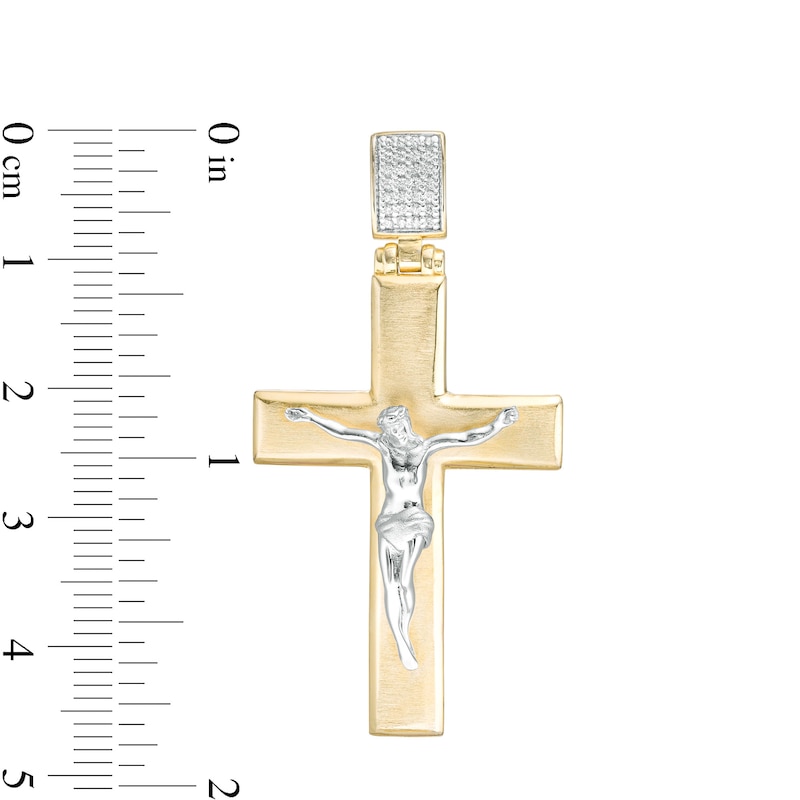 Main Image 2 of 1/15 CT. T.W. Diamond Crucifix Necklace Charm in 10K Two-Tone Gold