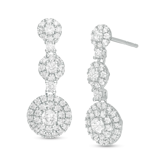 1/2 CT. T.w. Diamond Past Present Future® Frame Drop Earrings in 10K White Gold