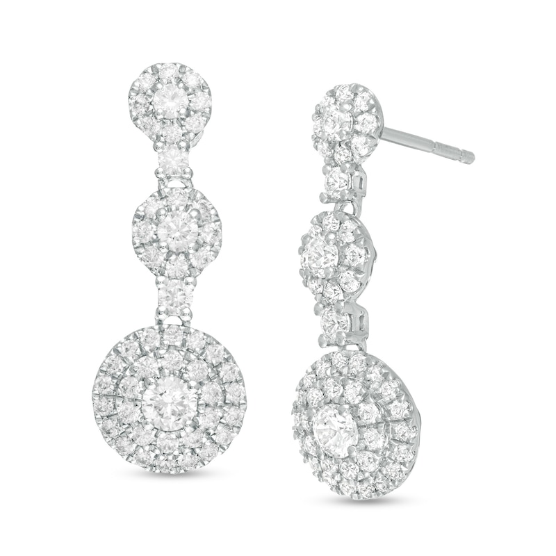 Main Image 1 of 1/2 CT. T.W. Diamond Past Present Future® Frame Drop Earrings in 10K White Gold