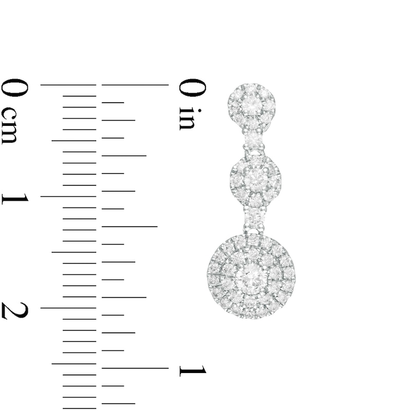 Main Image 2 of 1/2 CT. T.W. Diamond Past Present Future® Frame Drop Earrings in 10K White Gold