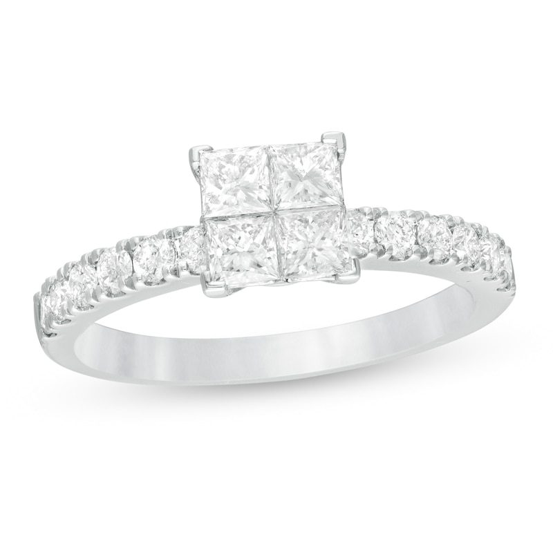 Main Image 1 of 1 CT. T.W. Quad Princess-Cut Diamond Engagement Ring in 14K White Gold