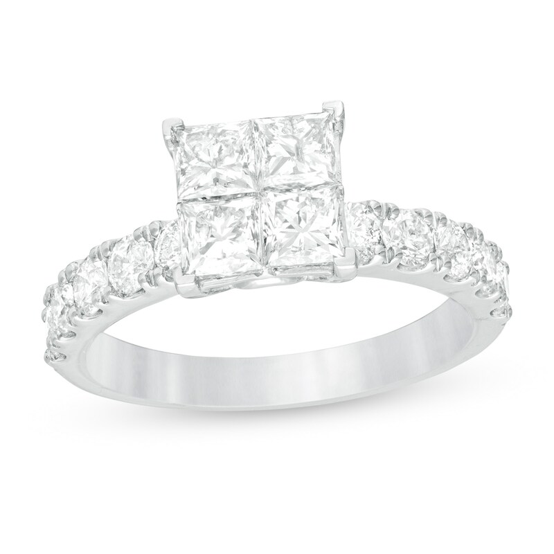 2 CT. T.W. Quad Princess-Cut Diamond Engagement Ring in 14K White Gold