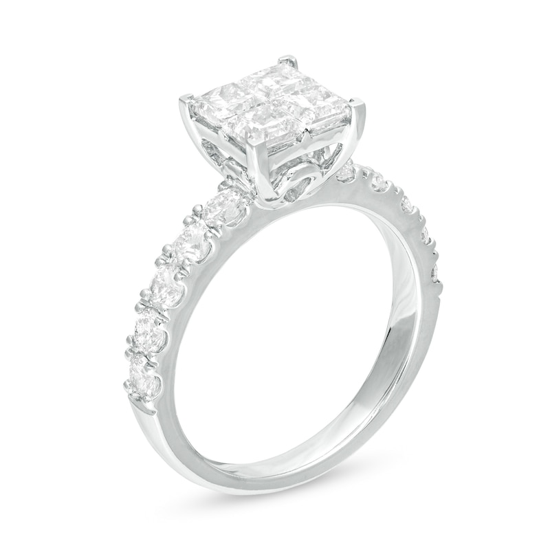 Main Image 3 of 2 CT. T.W. Quad Princess-Cut Diamond Engagement Ring in 14K White Gold