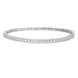 1 CT. T.W. Diamond Bangle in 10K White Gold - 7.5"