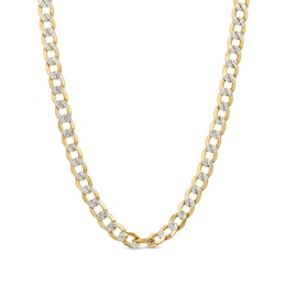 Made in Italy Men's 7.2mm Hollow Curb Chain Necklace in 10K Two-Tone Gold - 24&quot;