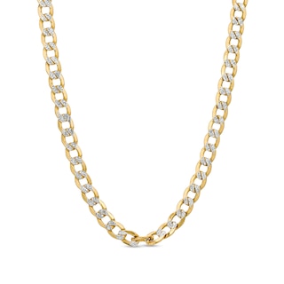 Main Image 1 of Italian Gold Men's 7.2mm Curb Chain Necklace in Hollow 10K Two-Tone Gold - 24"