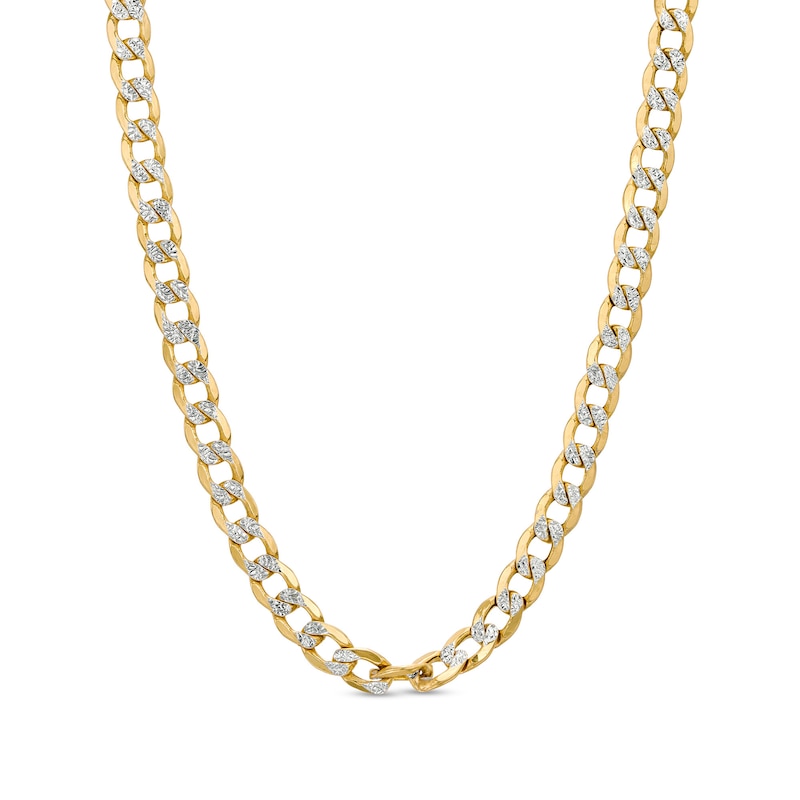 Italian Gold Men's 7.2mm Curb Chain Necklace in Hollow 10K Two-Tone Gold - 24"