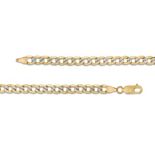 Main Image 3 of Italian Gold Men's 7.2mm Curb Chain Necklace in Hollow 10K Two-Tone Gold - 24"