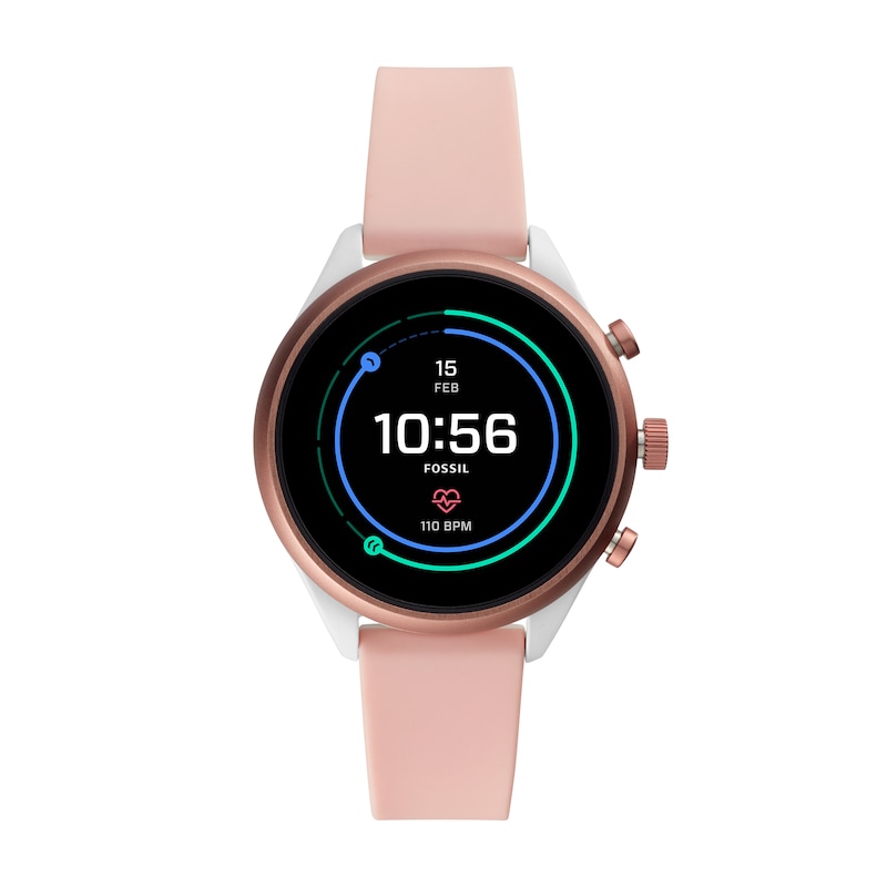 Ladies' Fossil Sport Strap Smart Watch with Black Dial (Model: FTW6022)