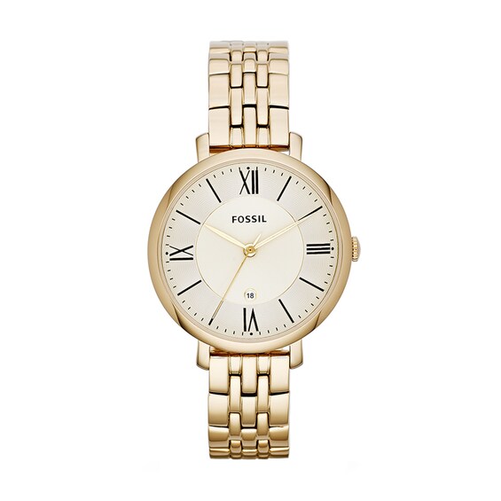 Ladies' Fossil Jacqueline Gold-Tone Watch with Champagne Dial (Model: Es3434)
