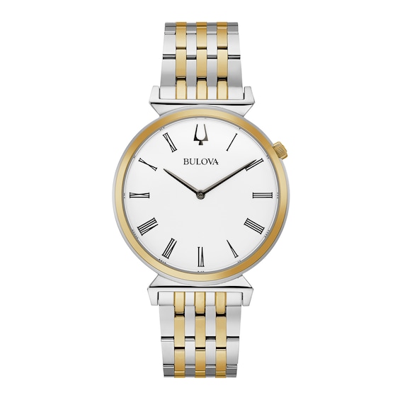 Men's Bulova Regatta Two-Tone Watch with White Dial (Model: 98A233)