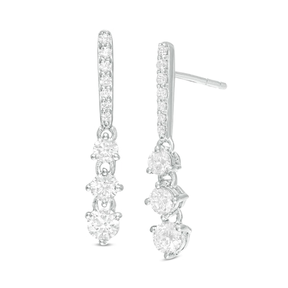 1/2 CT. T.W. Diamond Past Present Future® Linear Graduated Drop Earrings in 10K White Gold 1/2 CT. T.W. Diamond Past Present Future® Linear Graduated Drop Earrings in 10K White Gold