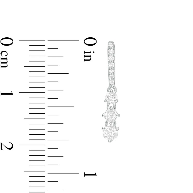 Main Image 3 of 1/2 CT. T.W. Diamond Past Present Future® Linear Graduated Drop Earrings in 10K White Gold