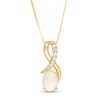 Thumbnail Image 1 of Oval Opal and 1/10 CT. T.W. Diamond Ribbon Pendant in 10K Gold