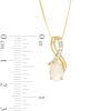 Thumbnail Image 3 of Oval Opal and 1/10 CT. T.W. Diamond Ribbon Pendant in 10K Gold
