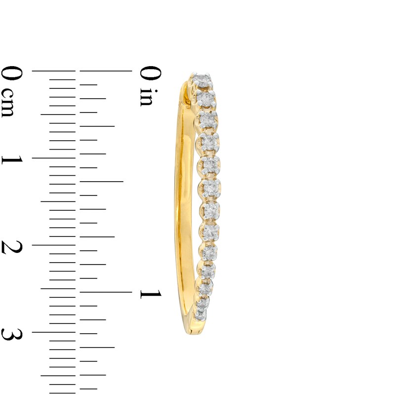 Main Image 3 of 1/2 CT. T.W. Diamond Oval Hoop Earrings in 10K Gold
