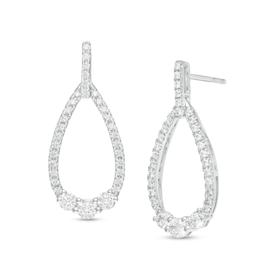 1/2 CT. T.W. Diamond Past Present Future® Teardrop Earrings in 10K White Gold 1/2 CT. T.W. Diamond Past Present Future® Teardrop Earrings in 10K White Gold