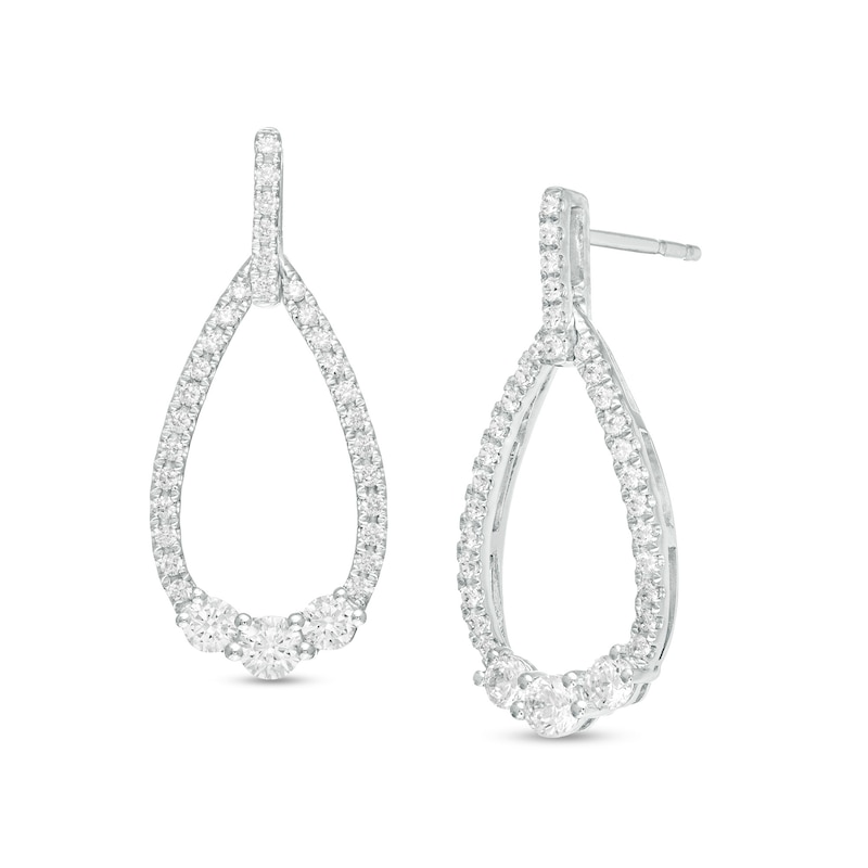 Main Image 1 of 1/2 CT. T.W. Diamond Past Present Future® Teardrop Earrings in 10K White Gold