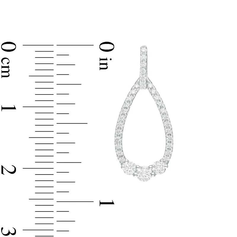Main Image 3 of 1/2 CT. T.W. Diamond Past Present Future® Teardrop Earrings in 10K White Gold
