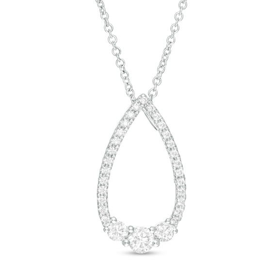 3/8 CT. T.w. Diamond Past Present Future® Teardrop Pendant in 10K White Gold