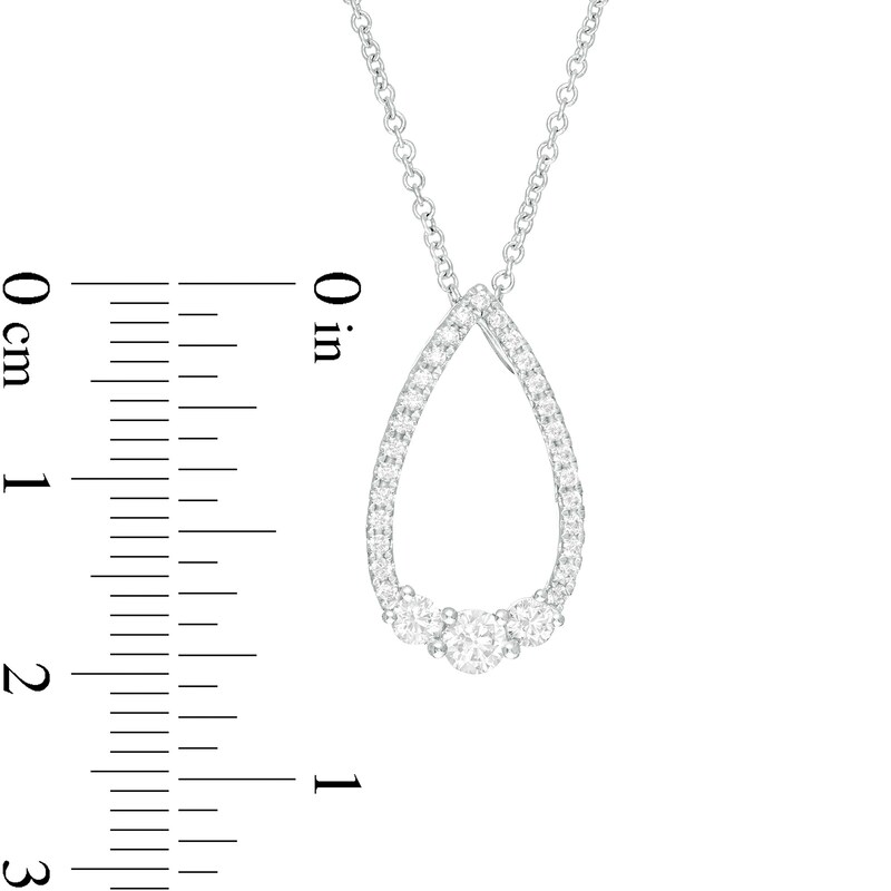 Main Image 3 of 3/8 CT. T.W. Diamond Past Present Future® Teardrop Pendant in 10K White Gold