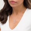 Thumbnail Image 2 of 3/4 CT. T.W. Princess-Cut Diamond Past Present Future® Linear Pendant in 10K White Gold