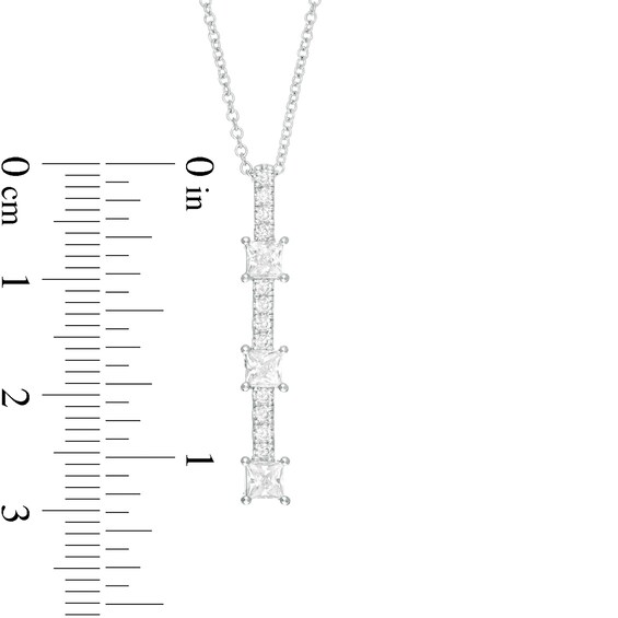 3/4 CT. T.w. Princess-Cut Diamond Past Present FutureÂ® Linear Pendant in 10K White Gold