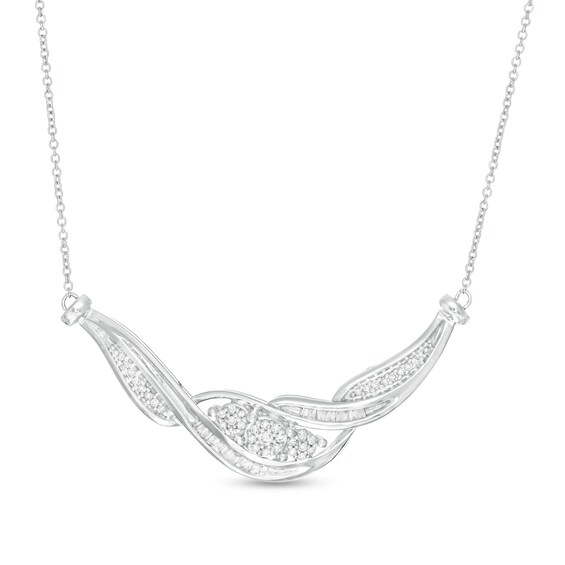 1/2 CT. T.W. Diamond Past Present Future® Frame Necklace in 10K White Gold - 17" 1/2 CT. T.W. Diamond Past Present Future® Frame Necklace in 10K White Gold - 17"